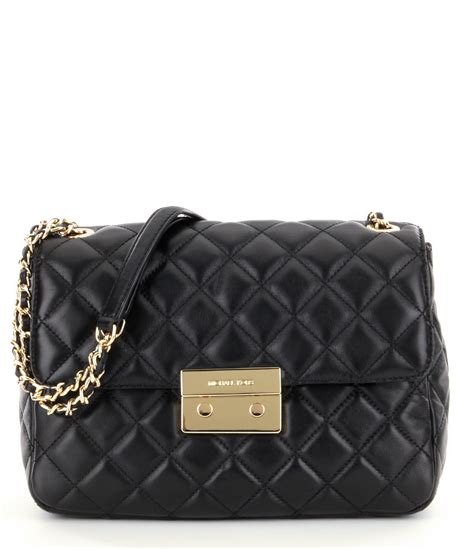 michael kors small handbags black with silver hardware|Michael Kors black quilted handbags.